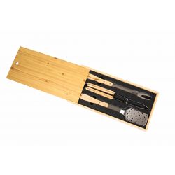 3-Piece BBQ Set - Wood Pine Gift Box